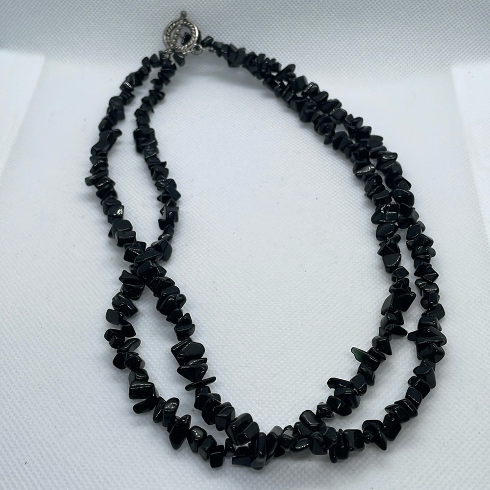 2 strand vintage onyx necklace
